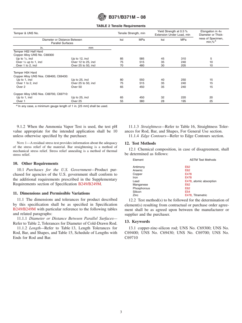 ASTM B371/B371M-08 - Standard Specification for Copper-Zinc-Silicon Alloy Rod