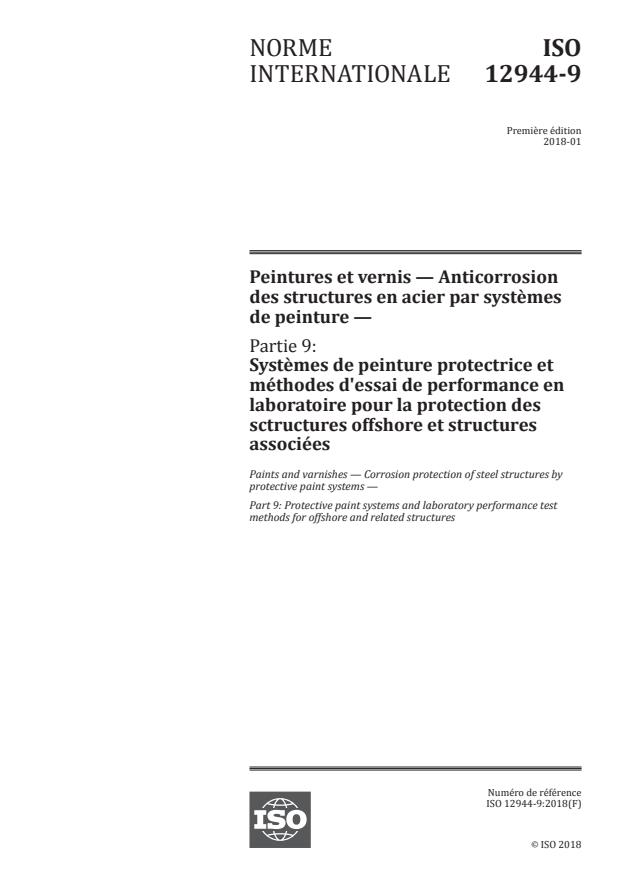 ISO 12944-9:2018 - Peintures et vernis -- Anticorrosion des structures en acier par systemes de peinture