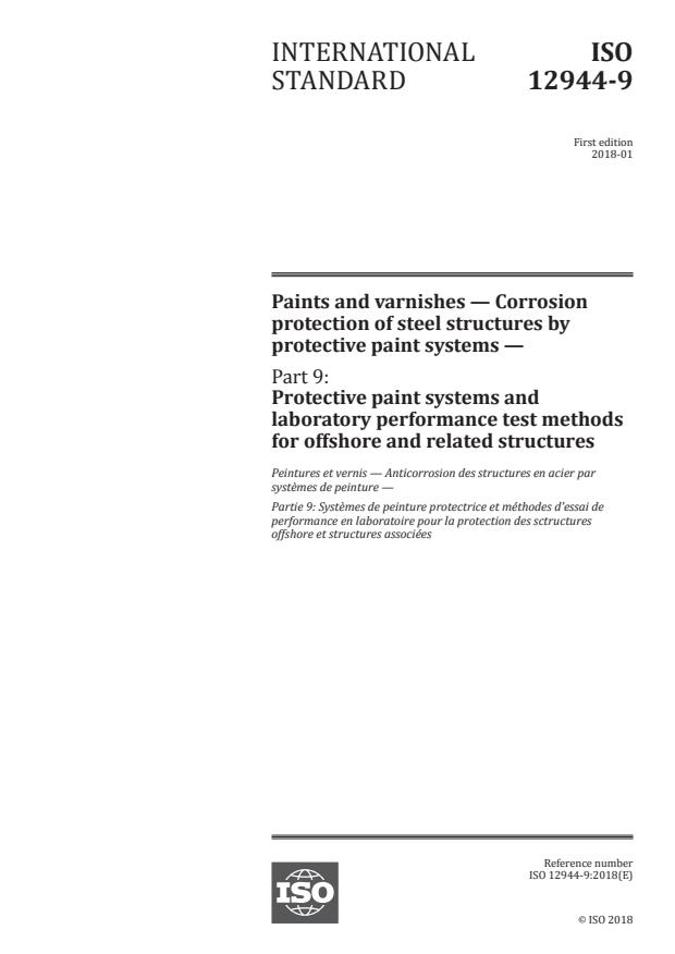 ISO 12944-9:2018 - Paints and varnishes -- Corrosion protection of steel structures by protective paint systems