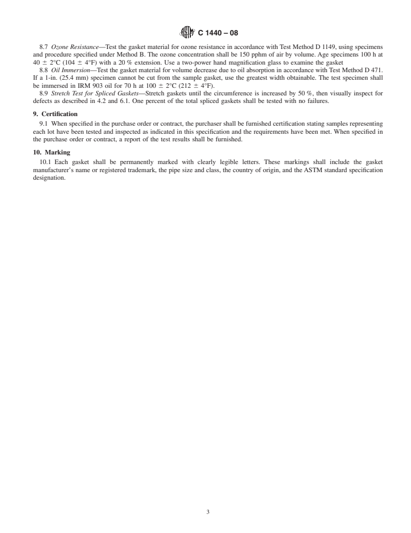 REDLINE ASTM C1440-08 - Standard Specification for Thermoplastic Elastomeric (TPE) Gasket Materials for Drain, Waste, and Vent (DWV), Sewer, Sanitary and Storm Plumbing Systems