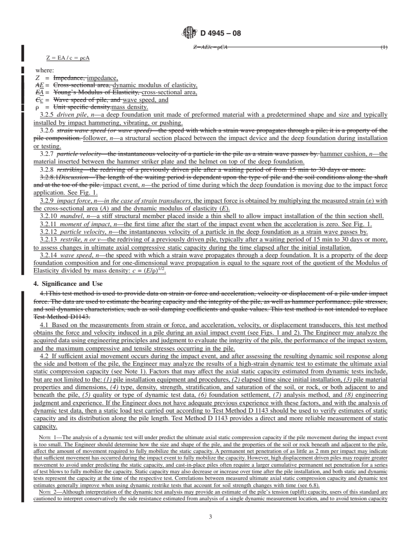 REDLINE ASTM D4945-08 - Standard Test Method for High-Strain Dynamic Testing of Piles