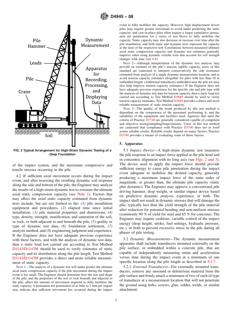 ASTM D4945-08 - Standard Test Method for High-Strain Dynamic Testing of Piles