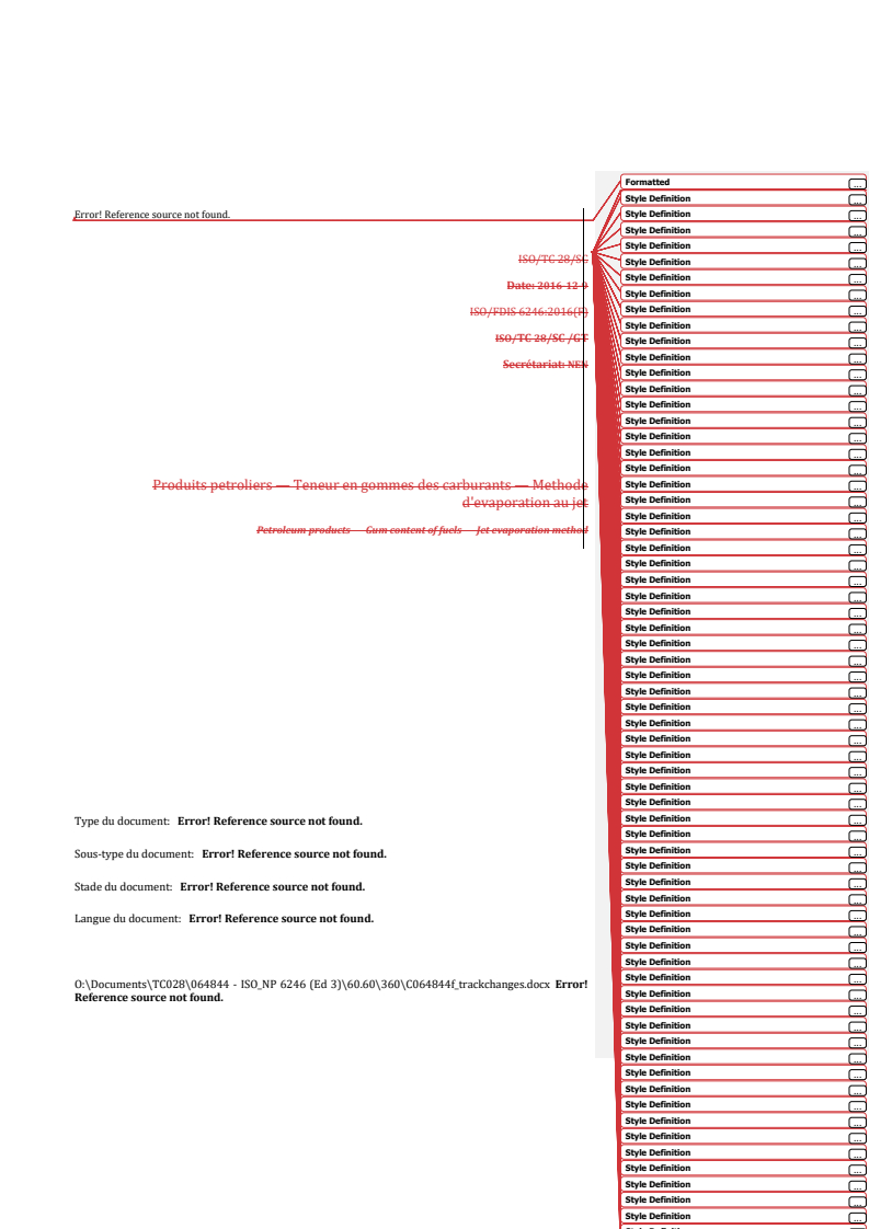 REDLINE ISO 6246:2017 - Produits pétroliers — Teneur en gommes des carburants — Méthode d'évaporation au jet
Released:9/11/2024