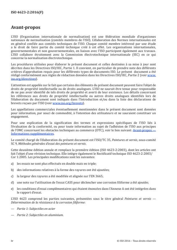 ISO 4623-2:2016 ISO 4623-2:2016 - Peintures et vernis -- Détermination de la résistance a la corrosion filiforme - Page 4 preview