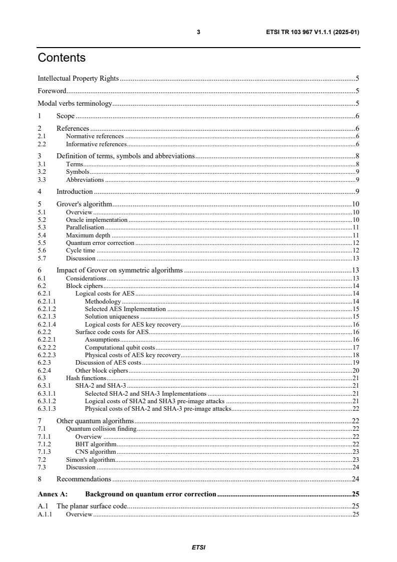 ETSI TR 103 967 V1.1.1 (2025-01) ETSI TR 103 967 V1.1.1 (2025-01) - Cyber Security (CYBER); Quantum-Safe Cryptography (QSC); Impact of Quantum Computing on Symmetric Cryptography