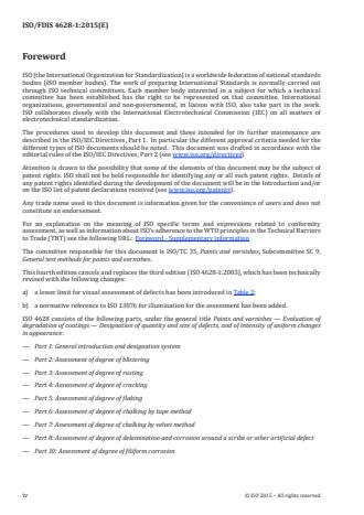 ISO 4628-1:2016 ISO 4628-1:2016 - Paints and varnishes -- Evaluation of degradation of coatings -- Designation of quantity and size of defects, and of intensity of uniform changes in appearance - Page 4 preview