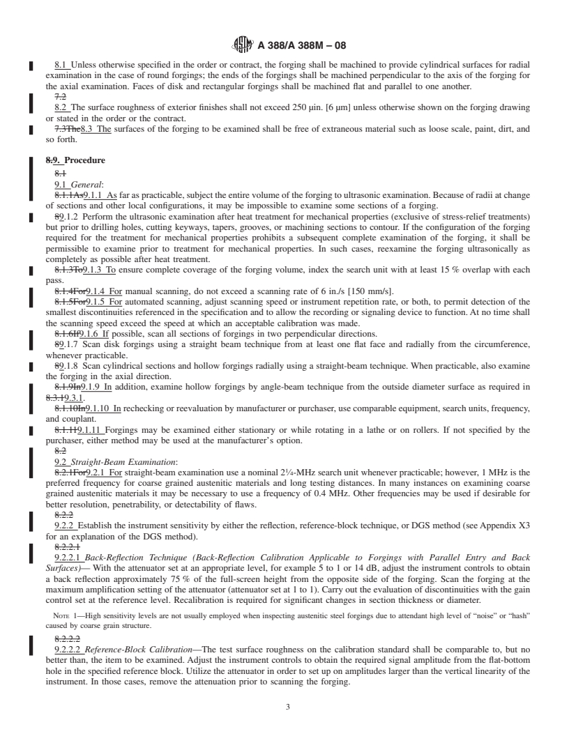 REDLINE ASTM A388/A388M-08 - Standard Practice for  Ultrasonic Examination of Steel Forgings