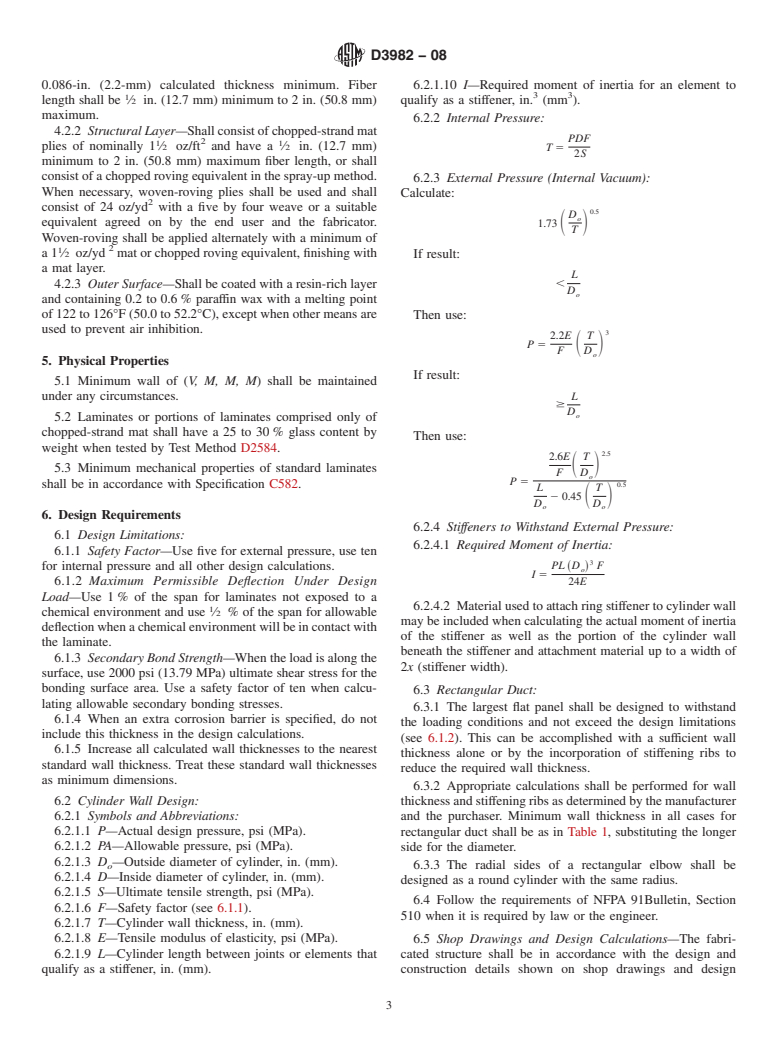 ASTM D3982-08 - Standard Specification for Contact Molded <span class='unicode'>&#x201C;</span>Fiberglass<span class='unicode'>&#x201D;</span> (Glass Fiber Reinforced Thermosetting Resin) Ducts