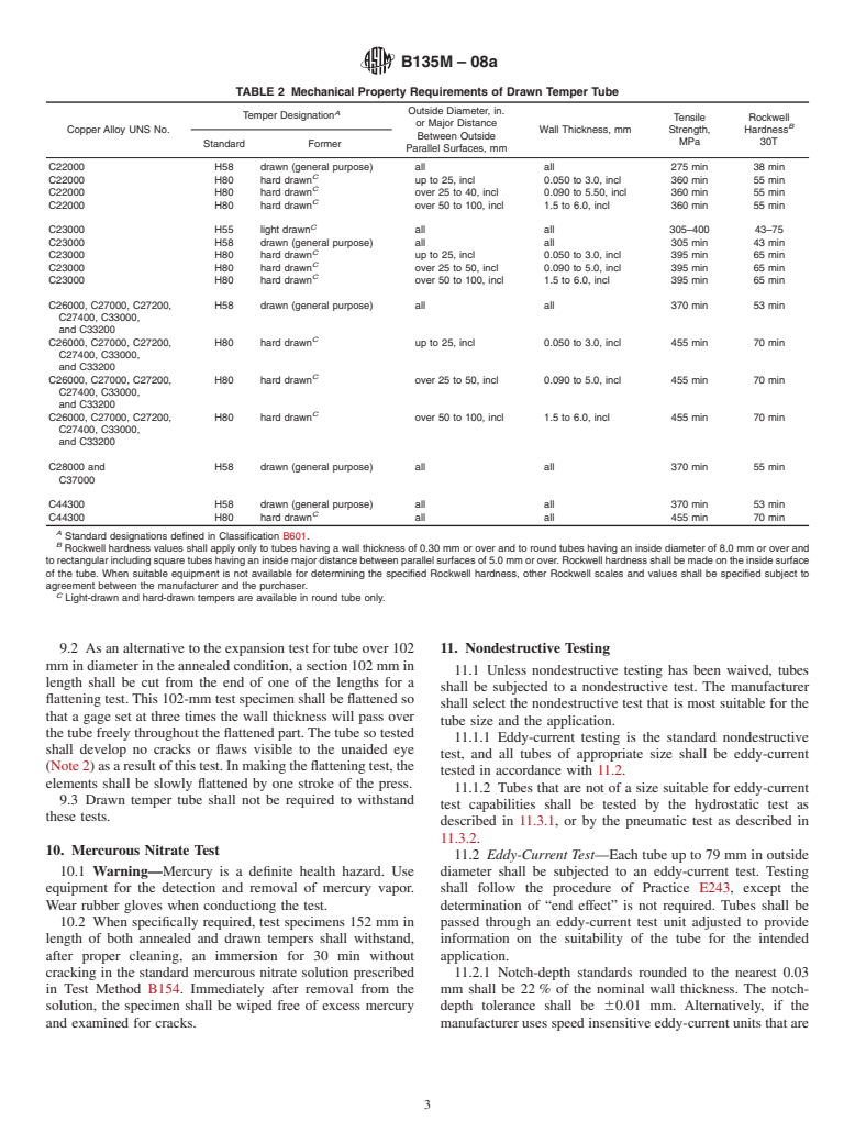 ASTM B135M-08a - Standard Specification for  Seamless Brass Tube [Metric]