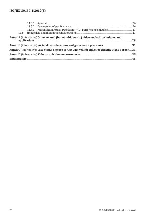 ISO/IEC 30137-1:2019 ISO/IEC 30137-1:2019 - Information technology -- Use of biometrics in video surveillance systems - Page 4 preview