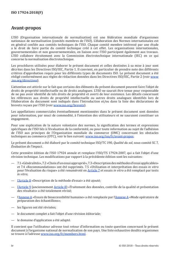 ISO 17924:2018 ISO 17924:2018 - Qualité du sol -- Évaluation de l'exposition humaine par ingestion de sol et de matériaux du sol -- Mode opératoire pour l'estimation de la bioaccessibilité/biodisponibilité pour l'homme de métaux dans le sol - Page 4 preview