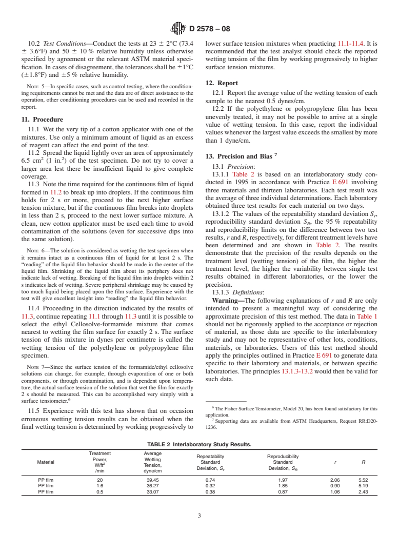 ASTM D2578-08 - Standard Test Method for Wetting Tension of Polyethylene and Polypropylene Films