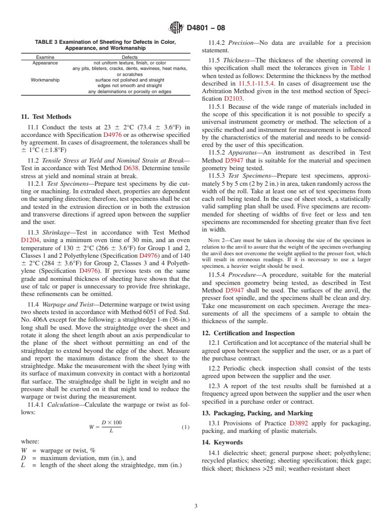 ASTM D4801-08 - Standard Specification for Polyethylene Sheeting in Thickness of 0.25 mm [0.010 in.] and Greater