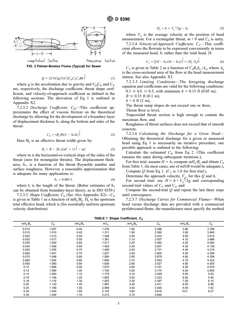 ASTM D5390-93(1997) - Standard Test Method for Open Channel Flow Measurement of Water with Palmer-Bowlus Flumes