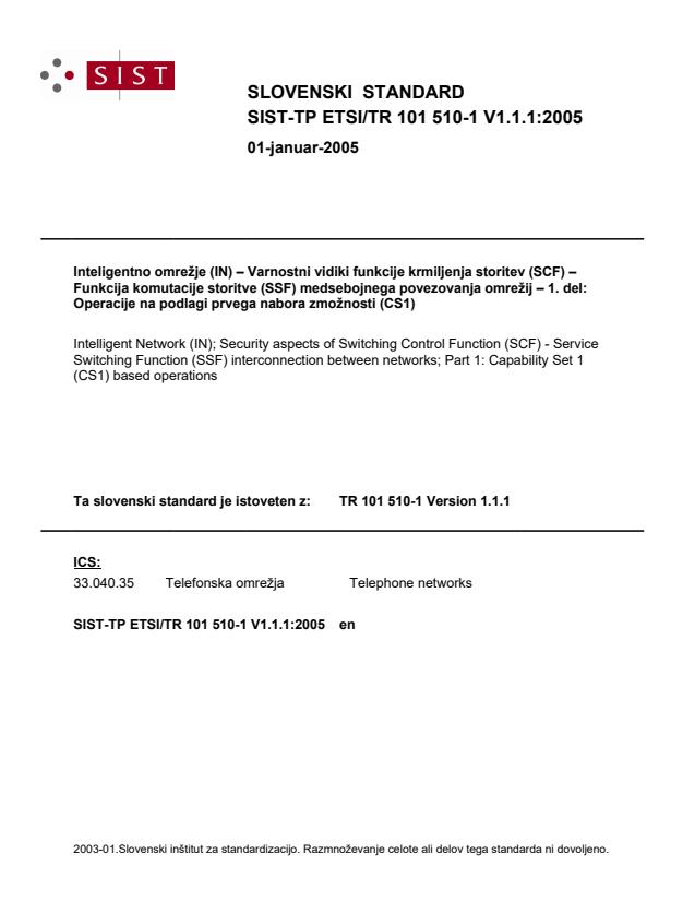 TP ETSI/TR 101 510-1 V1.1.1:2005