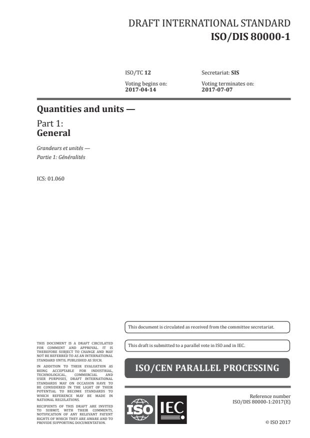 ISO/DIS 80000-1