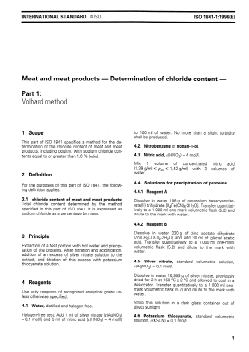 ISO 1841-1:1996 - Meat and meat products — Determination of chloride content — Part 1: Volhard method
Released:6/27/1996 - Page 3 preview