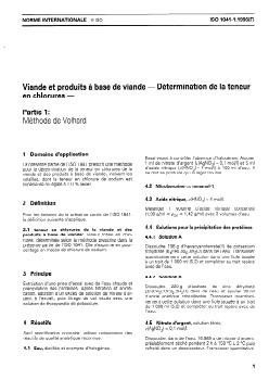 ISO 1841-1:1996 - Viande et produits à base de viande — Détermination de la teneur en chlorures — Partie 1: Méthode de Volhard
Released:6/27/1996 - Page 3 preview