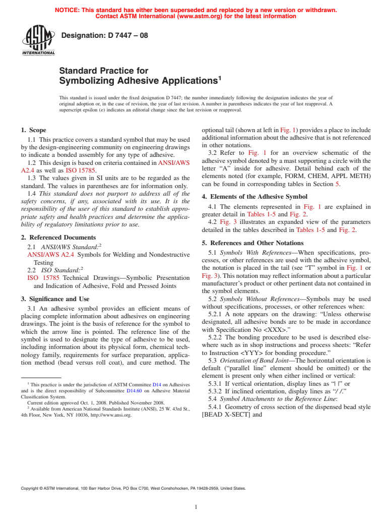 ASTM D7447-08 - Standard Practice for Symbolizing Adhesive Applications