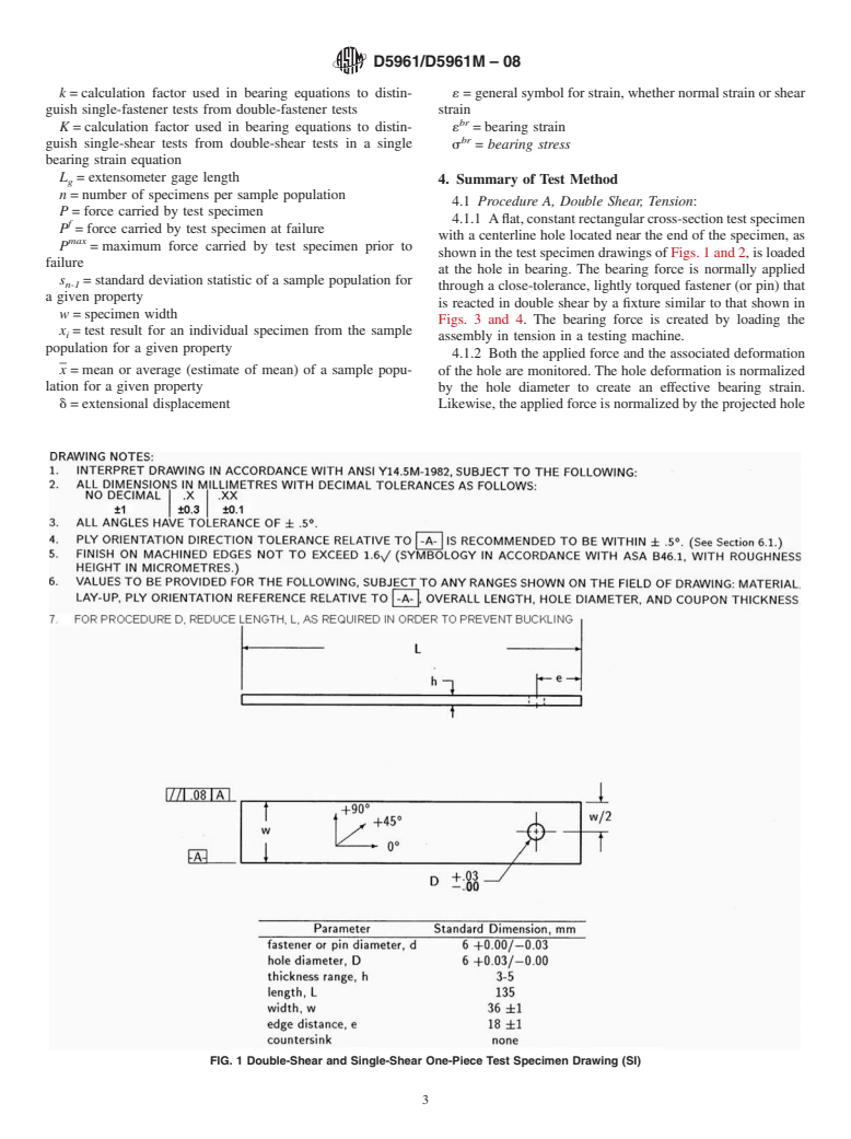 ASTM D5961/D5961M-08 - Standard Test Method for Bearing Response of Polymer Matrix Composite Laminates