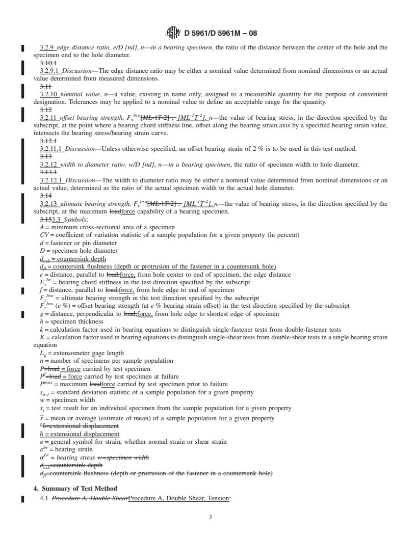 REDLINE ASTM D5961/D5961M-08 - Standard Test Method for Bearing Response of Polymer Matrix Composite Laminates