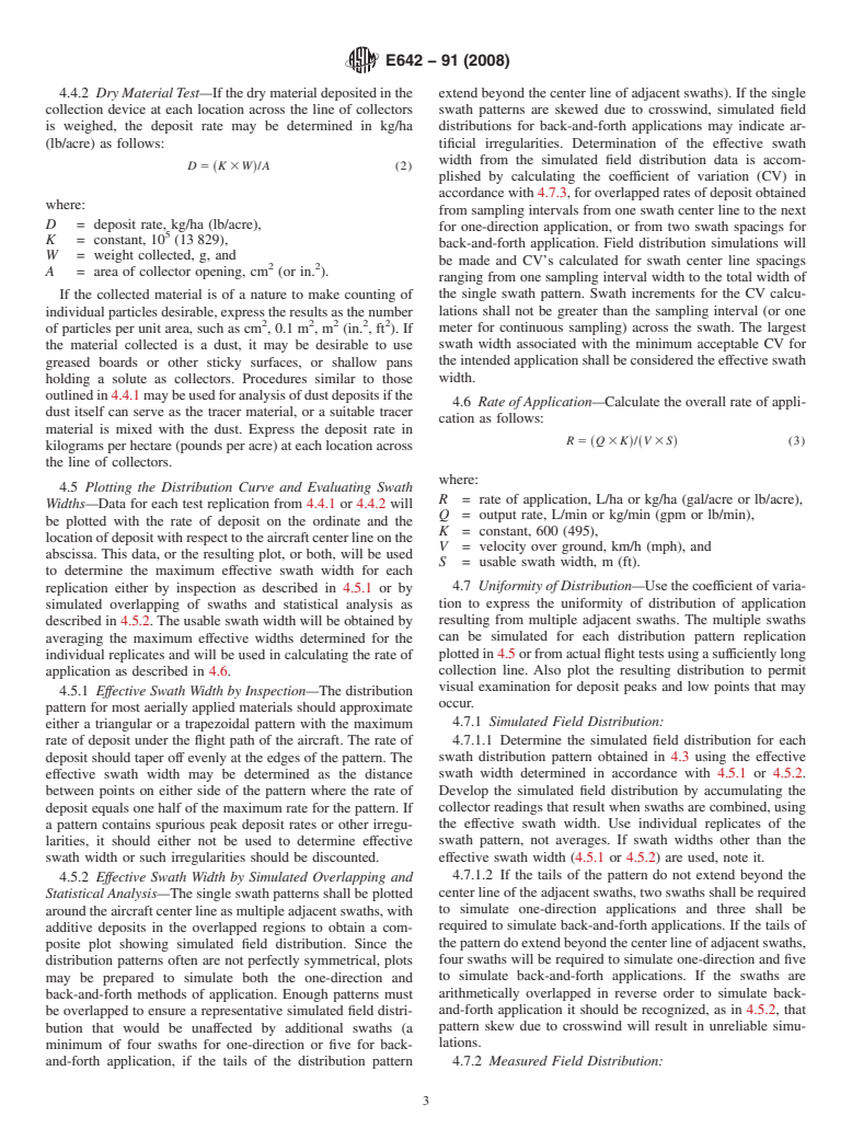 ASTM E642-91(2008) - Standard Practice for Determining Application Rates and Distribution Patterns from Aerial Application Equipment