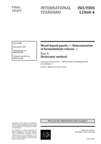 ISO 12460-4:2016 - Wood-based panels -- Determination of formaldehyde release