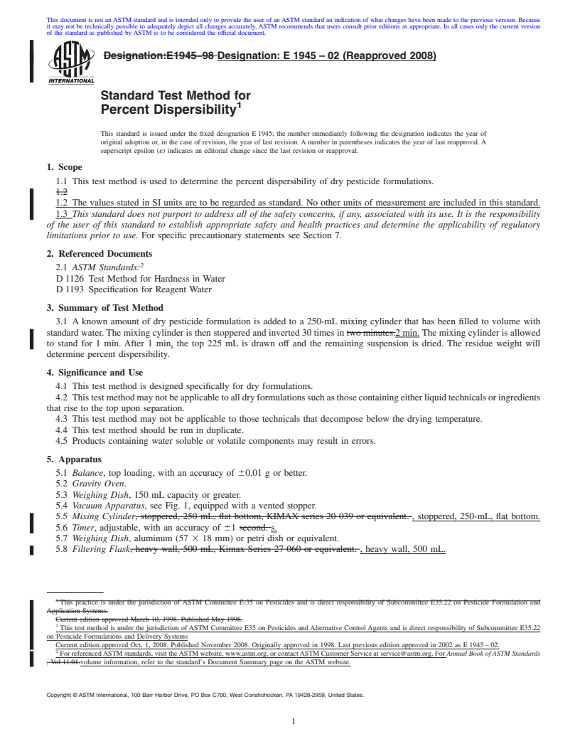 REDLINE ASTM E1945-02(2008) - Standard Test Method for Percent Dispersibility