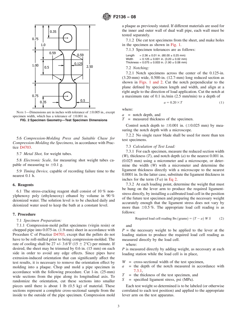 ASTM F2136-08 - Standard Test Method for Notched, Constant Ligament-Stress (NCLS) Test to Determine Slow-Crack-Growth Resistance of HDPE Resins or HDPE Corrugated Pipe