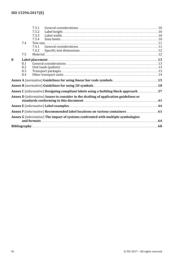 ISO 15394:2017 ISO 15394:2017 - Packaging -- Bar code and two-dimensional symbols for shipping, transport and receiving labels - Page 4 preview