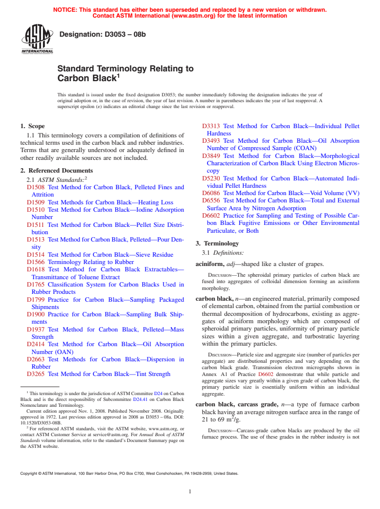 ASTM D3053-08b - Standard Terminology Relating to Carbon Black