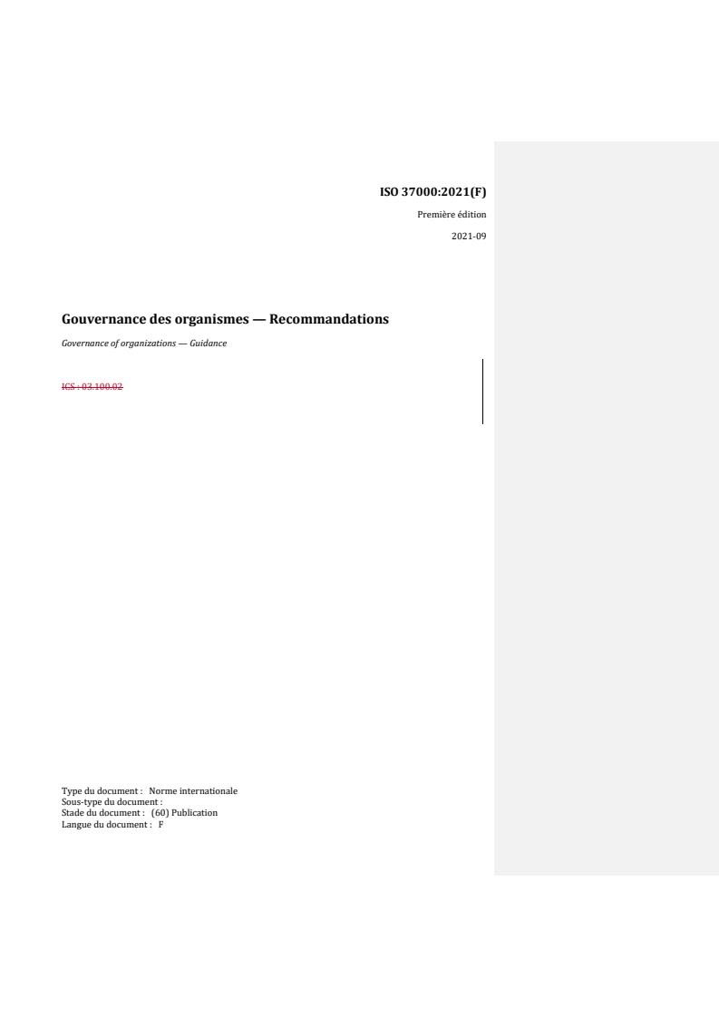 REDLINE ISO 37000:2021 - Governance of organizations — Guidance
Released:10/13/2021