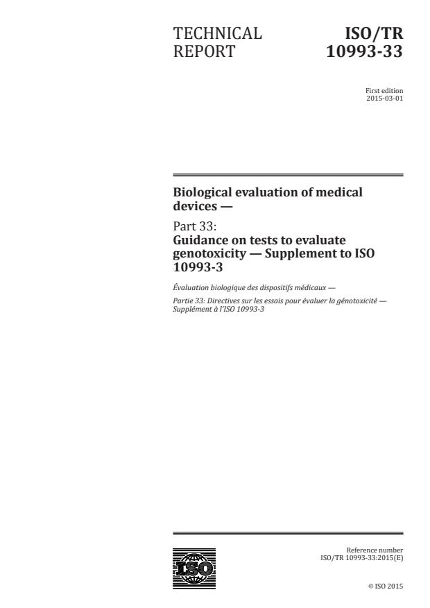 ISO/TR 10993-33:2015 - Biological evaluation of medical devices