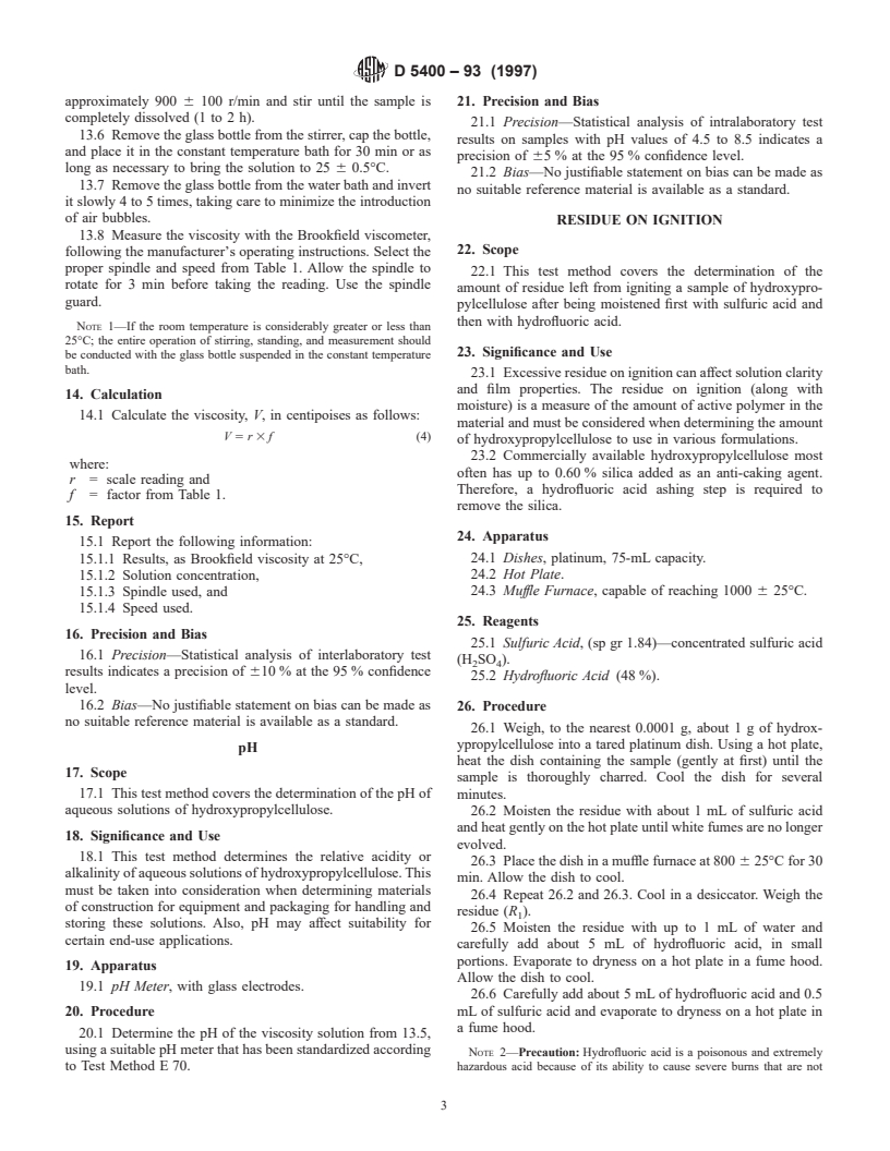 ASTM D5400-93(1997) - Standard Test Methods for Hydroxypropylcellulose