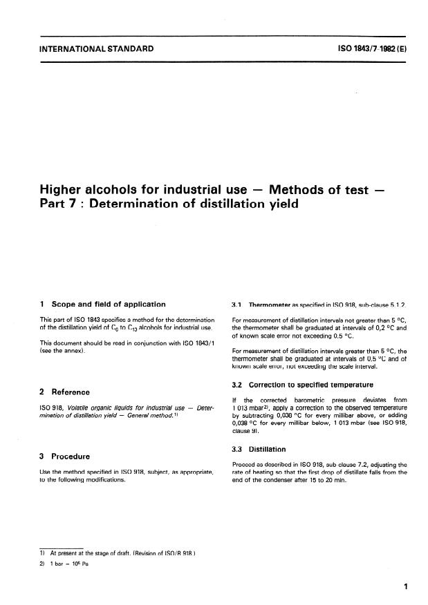 ISO 1843-7:1982 ISO 1843-7:1982 - Higher alcohols for industrial use -- Methods of test - Page 3 preview