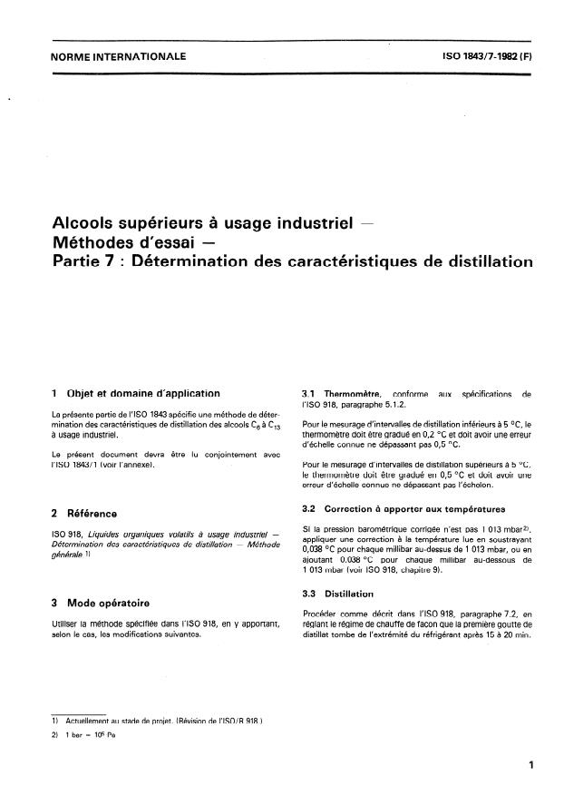 ISO 1843-7:1982 ISO 1843-7:1982 - Alcools supérieurs a usage industriel -- Méthodes d'essai - Page 3 preview