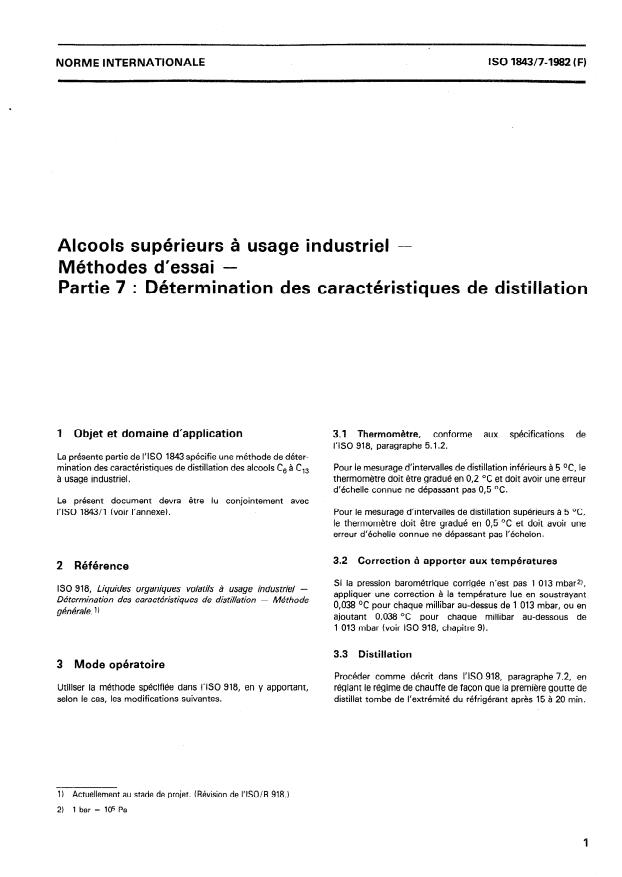 ISO 1843-7:1982 ISO 1843-7:1982 - Alcools supérieurs a usage industriel -- Méthodes d'essai - Page 3 preview