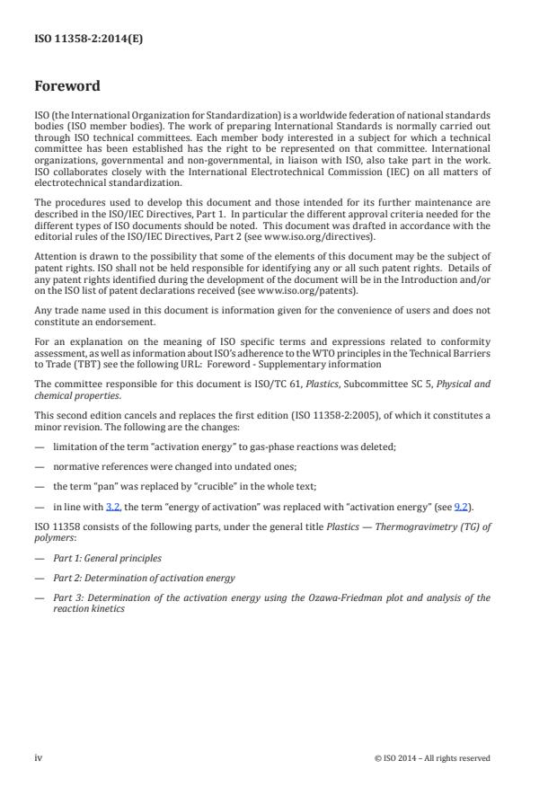 ISO 11358-2:2014 ISO 11358-2:2014 - Plastics -- Thermogravimetry (TG) of polymers - Page 4 preview