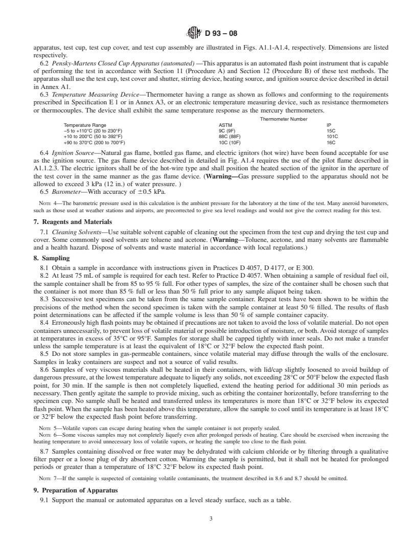 REDLINE ASTM D93-08 - Standard Test Methods for Flash Point by Pensky-Martens Closed Cup Tester