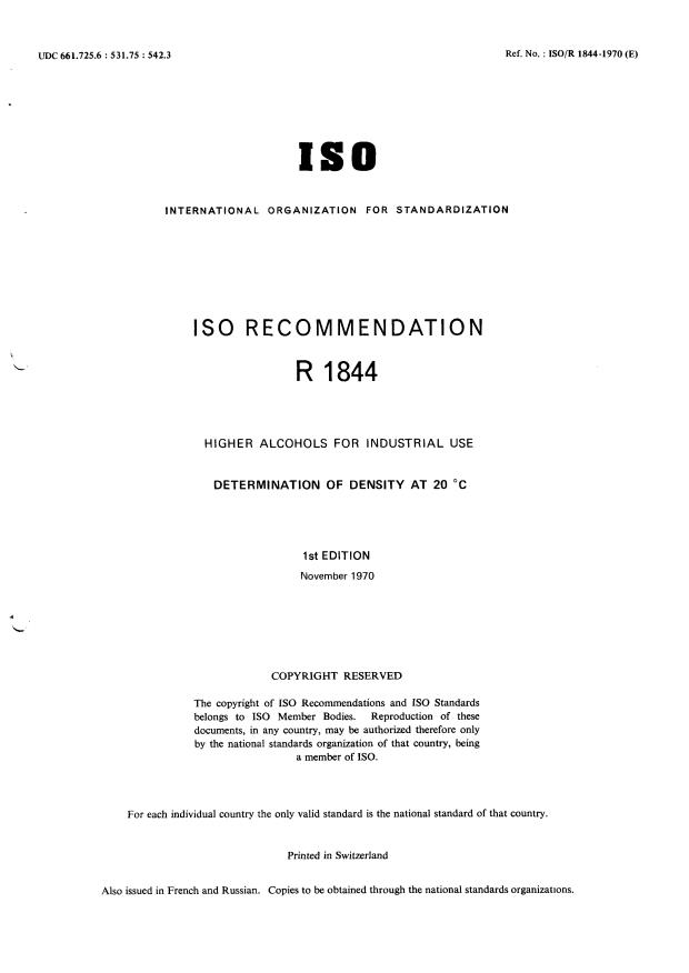 ISO/R 1844:1970 - Withdrawal of ISO/R 1844-1970