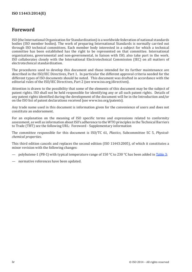 ISO 11443:2014 ISO 11443:2014 - Plastics -- Determination of the fluidity of plastics using capillary and slit-die rheometers - Page 4 preview