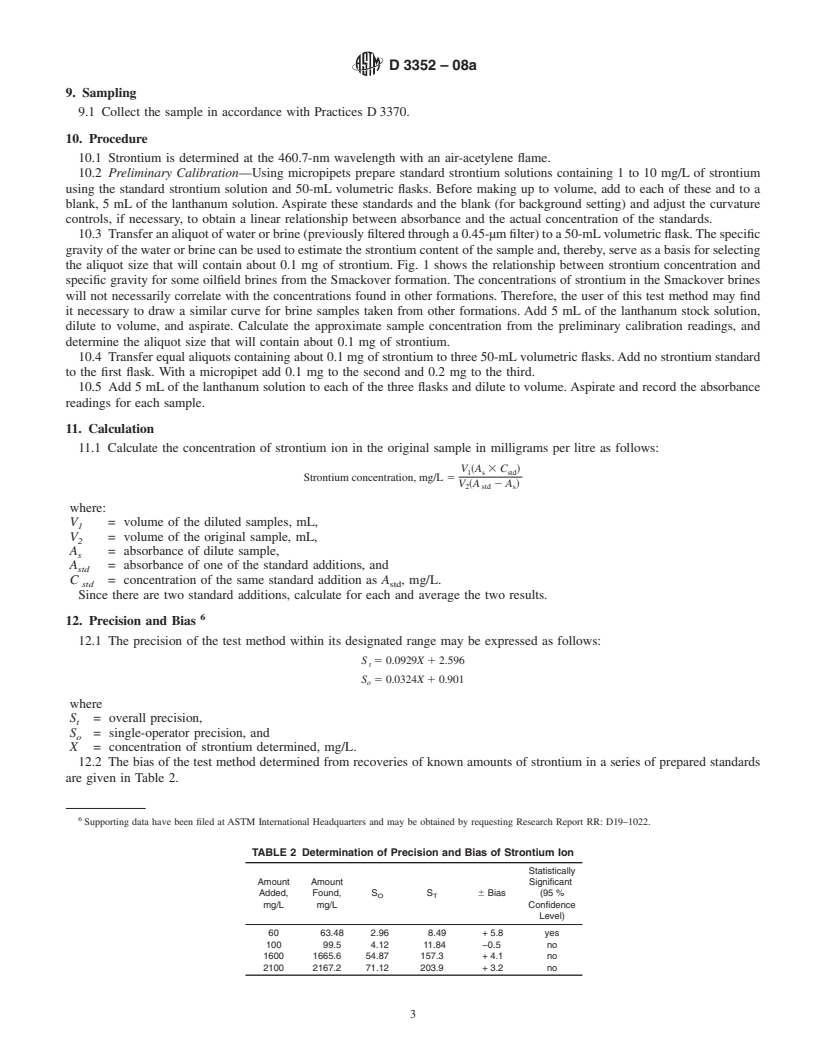 REDLINE ASTM D3352-08a - Standard Test Method for  Strontium Ion in Brackish Water, Seawater, and Brines