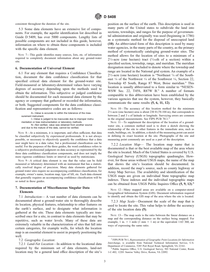 ASTM D5408-93(1998) - Standard Guide for Set of Data Elements to Describe a Ground-Water Site; Part One-Additional Identification Descriptors