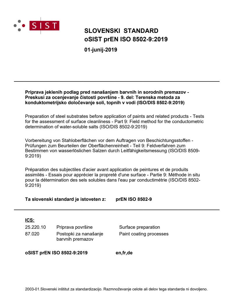 prEN ISO 8502-9:2019