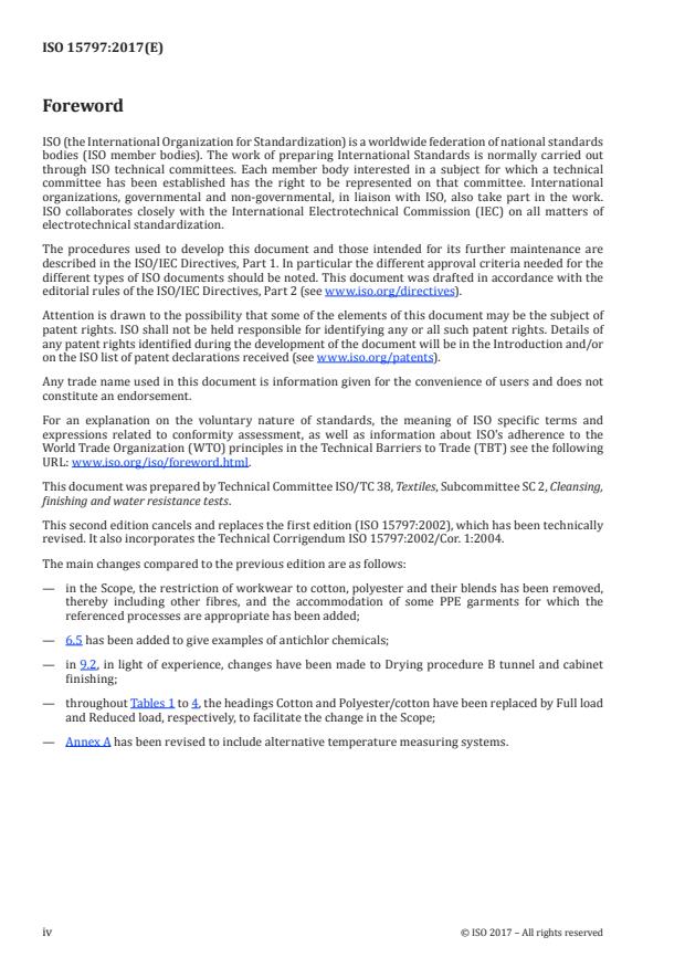 ISO 15797:2017 ISO 15797:2017 - Textiles -- Industrial washing and finishing procedures for testing of workwear - Page 4 preview