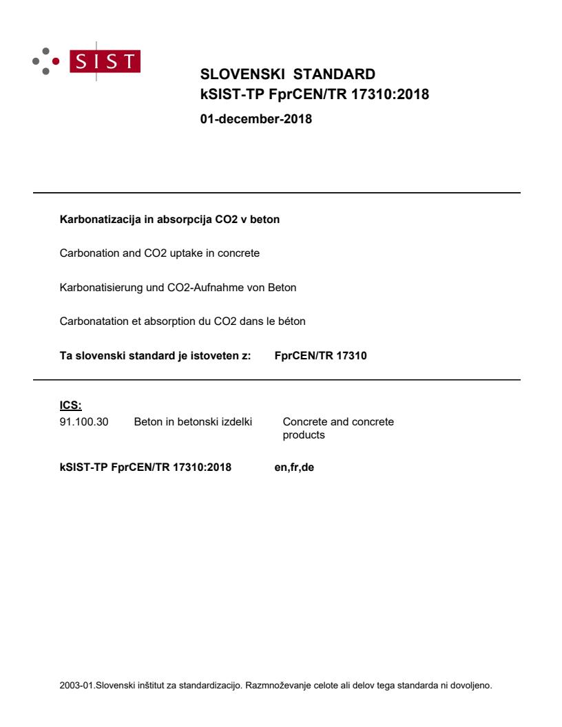 kTP FprCEN/TR 17310:2018 - BARVE