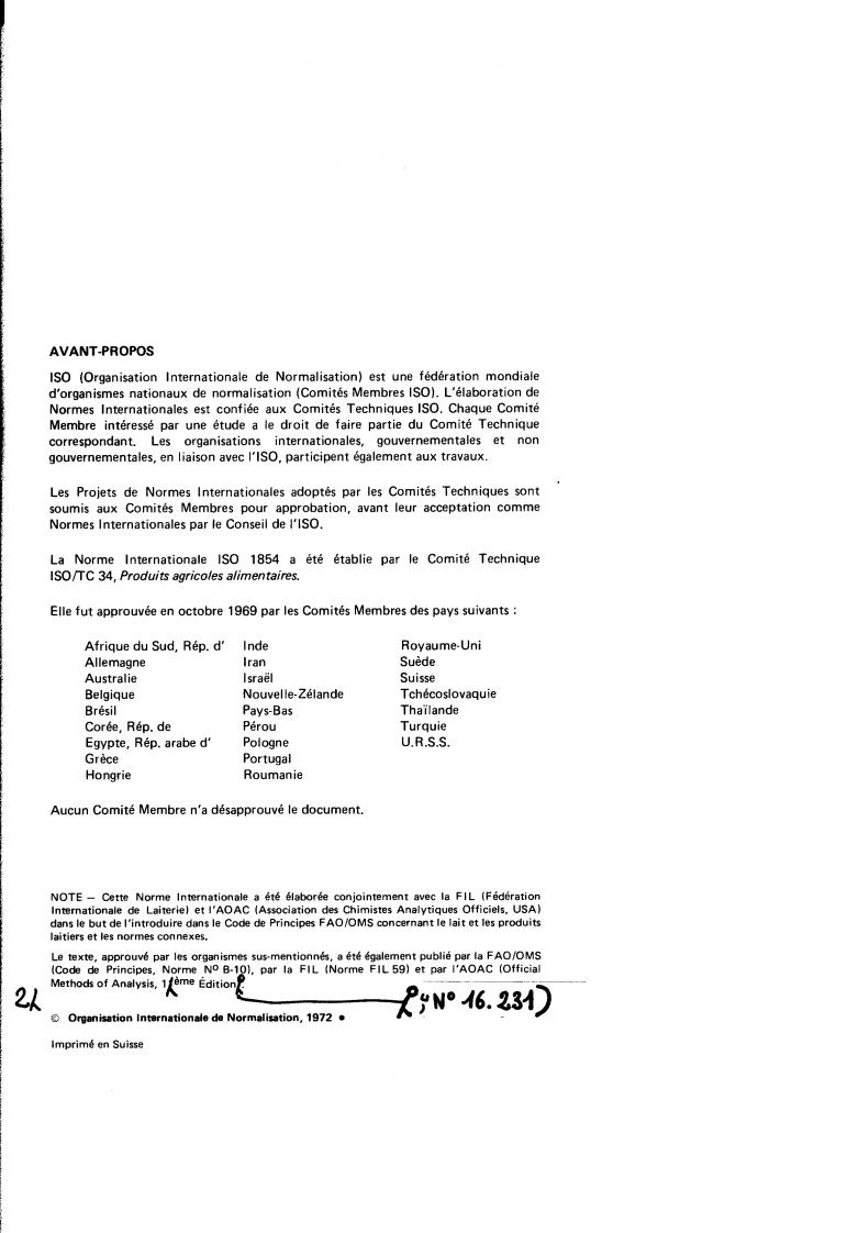 ISO 1854:1972 ISO 1854:1972 - Whey cheese — Determination of fat content (Reference method)
Released:12/1/1972 - Page 2 preview
