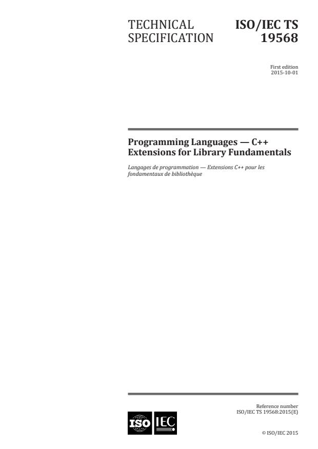 ISO/IEC TS 19568:2015 - Programming Languages -- C++ Extensions for Library Fundamentals