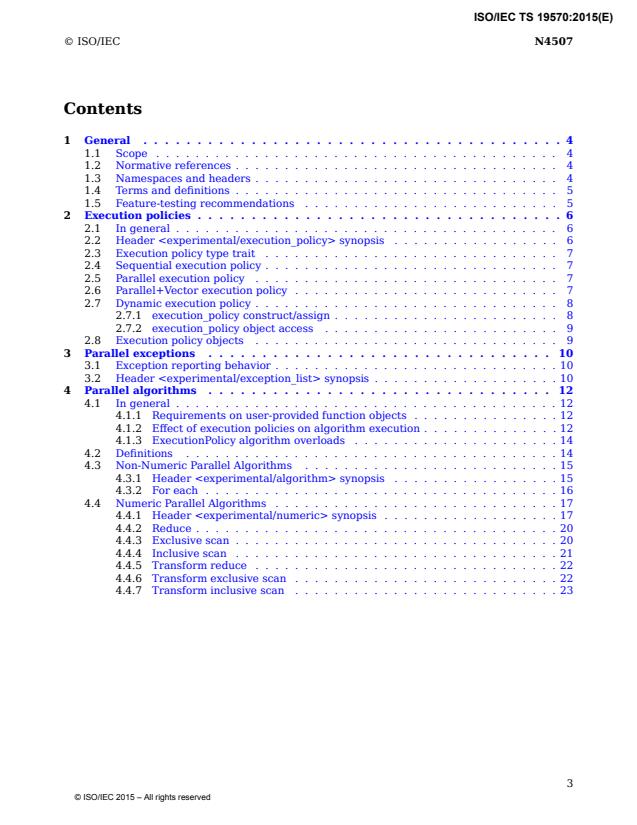 ISO/IEC TS 19570:2015 ISO/IEC TS 19570:2015 - Programming Languages -- Technical Specification for C++ Extensions for Parallelism - Page 4 preview