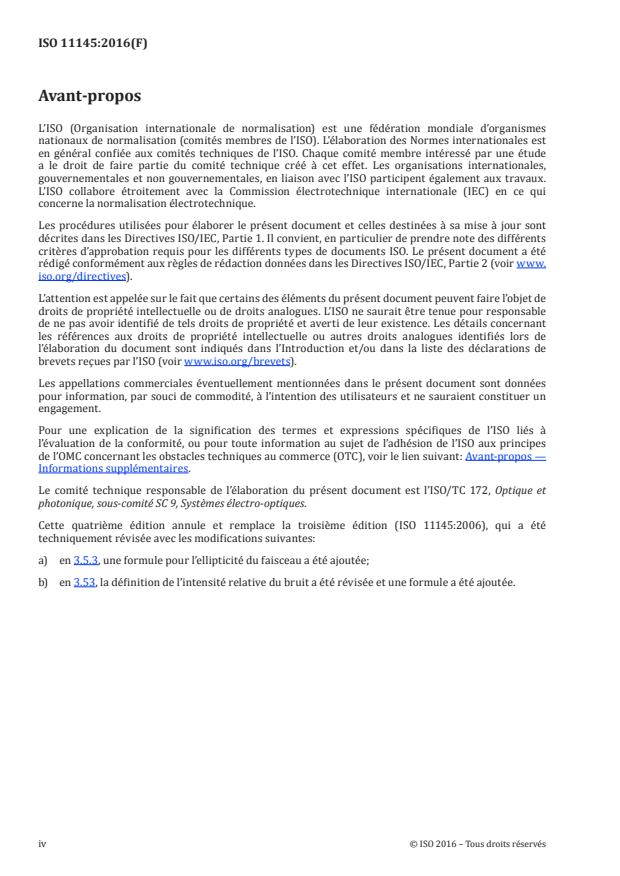 ISO 11145:2016 ISO 11145:2016 - Optique et photonique -- Lasers et équipements associés aux lasers -- Vocabulaire et symboles - Page 4 preview
